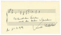 Autograph musical quotation signed, dated July 21, 1979, and inscribed "Mit freundlichen Grüßen und den besten Wunschen