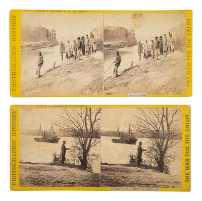 African American Civil War History. Stereoviews Showing Black Union Soldier and United States Colored Troops Presence on the James River, circa 1865