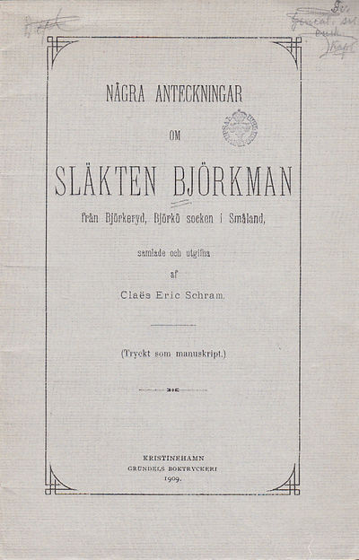 Några anteckningar om släkten Björkman från…