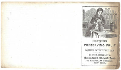 Directions for preserving fruit in Squire's Patent Fruit Jar