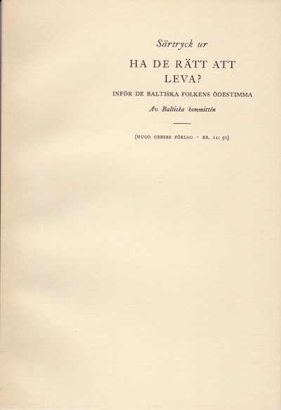 Svensk-baltisk kulturgemenskap i nyare tid.…