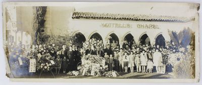 [Small-Format Panoramic Photograph Picturing a Funeral Scene for a Japanese American Youth]