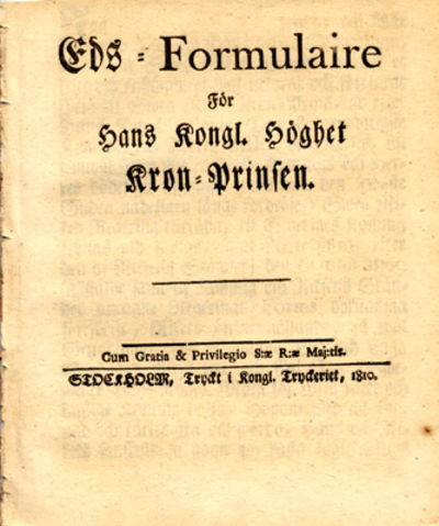 Eds-formulaire för Hans Kongl. Höghet…