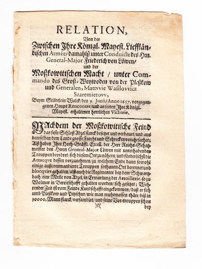 Relation von der zwischen ihre Königl. Mayest.…
