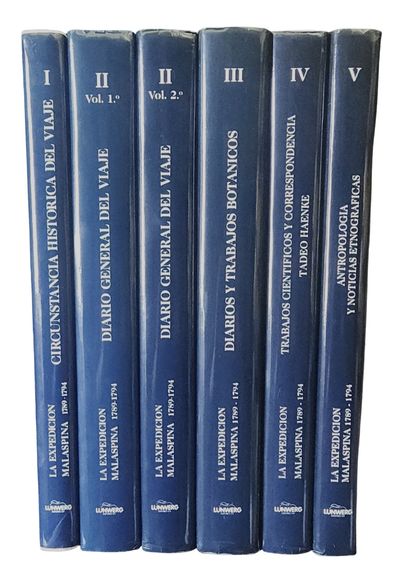 La Expedicion Malaspina 1789-1794, Tomos I-V: Circunstancia histórica del viaje; Diario general del viaje (Vol. 1 & 2); Diarios y trabajos botanicos; Trabajos cientificos y correspondencia de Tadeo Haenke; Antropología y noticias etnográficas