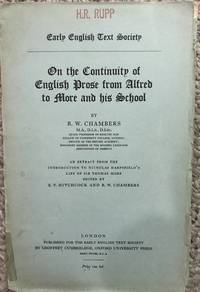 On the Continuity of English Prose from Alfred to More and His School