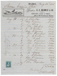 Illustrated Billhead for H. R. Bradway & Co. Dealers in Poultry, Game & Fruit with U.S. Revenue Stamp