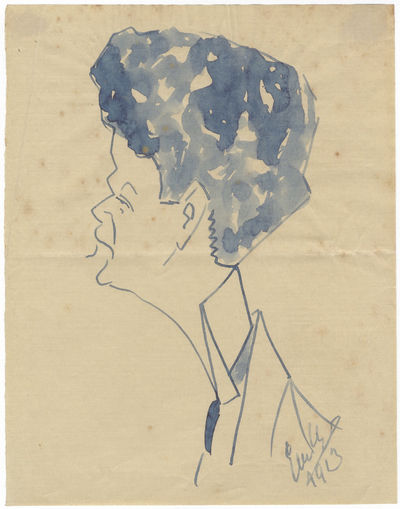 Original caricature signed, believed to be of the French composer Paul Dukas (1865-1935)