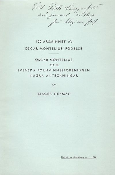 100-årsminnet av Oscar Montelius’ födelse. –…