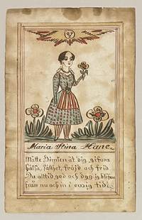 ”Maria Stina Hane. Måtte himlen åt dig gifwa hälsa, sällhet, fröjd och frid. Du alltid god...