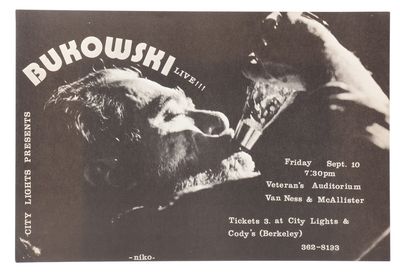 City Lights Presents Bukowski Live!!! Friday Sept. 10 7:30 PM Veteran's Auditorium