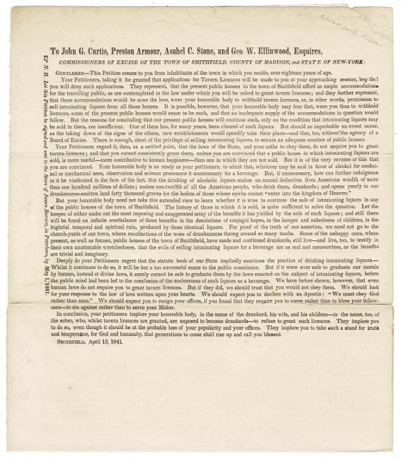 To John G. Curtis, Preston Armour, Asahel C. Stone