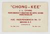 [Business Card for "Chong-Kee" Perfumeria y Objetos de Arte Chino in Mexico City]