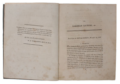 The Bakerian Lecture, on some chemical Agencies of Electricity. Read November 20, 1806. - [FOUNDATION OF ELECTRO-CHEMISTRY - OFF-PRINT, PRESENTATION-COPY] (photo 2)