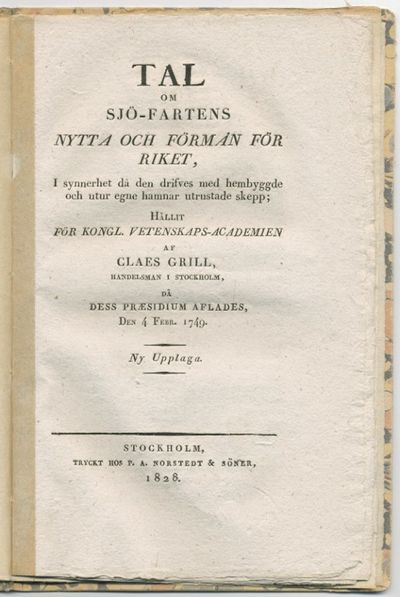 Tal om sjö-fartens nytta och förmån för riket, i…