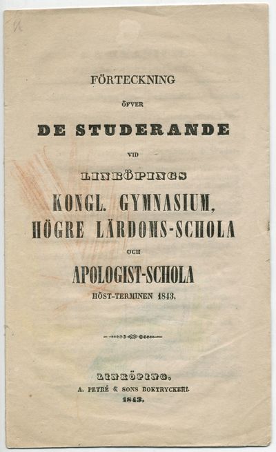 Förteckning öfver de studerande vid Linköpings…