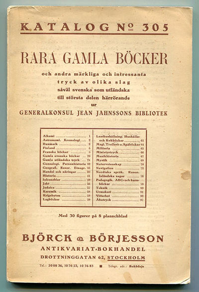 Björck & Börjesson. Katalog 305. Rara gamla…