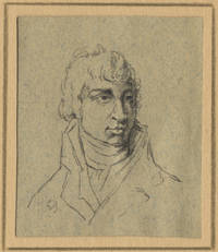 Fine original small bust-length drawing in black chalk and pen and ink on blue-grey paper, purportedly of the composer