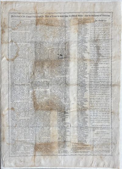 Declaration of the Causes Which Impel the State of Texas to Secede from the Federal Union -- Also the Ordinance of Secession [caption title]