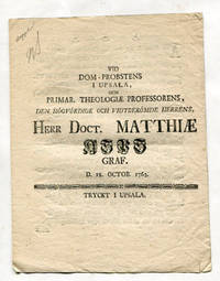 Vid dom-probstens i Upsala, och primar. theologiæ…