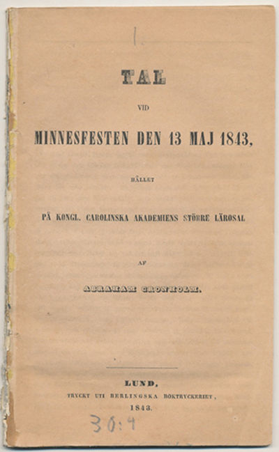 Tal vid minnesfesten den 13 maj 1843, hållet på…