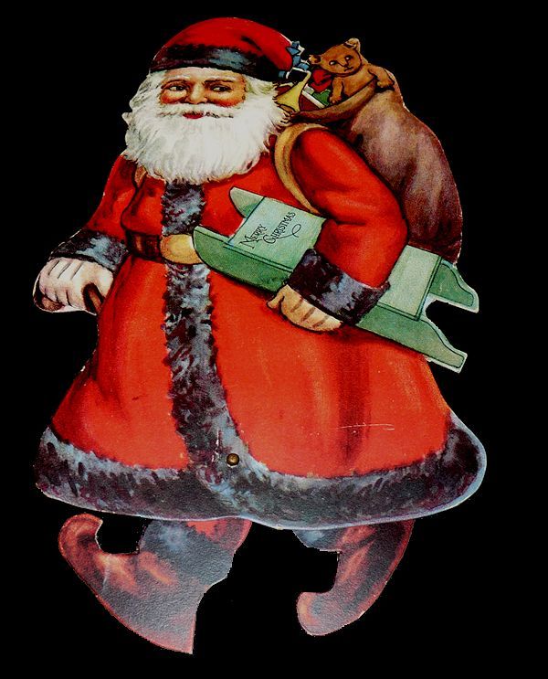 die cut movable santa claus christmas card by unlisted 1921 die cut movable santa claus christmas card by unlisted 1921