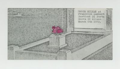 Exhibition postcard: Bruce McLean: Resting Again. Please don’t let me crease my coat (opens 6 March 1972)
