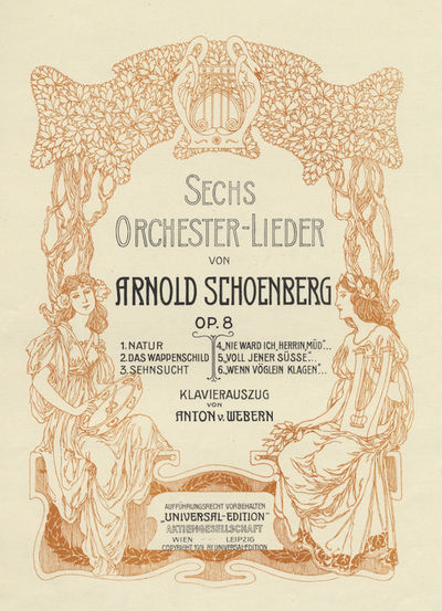 [Op. 8]. Sechs Orchester-Lieder ... Klavierauszug von Anton v. Webern. [Piano-vocal score]. Complete set of 6 songs