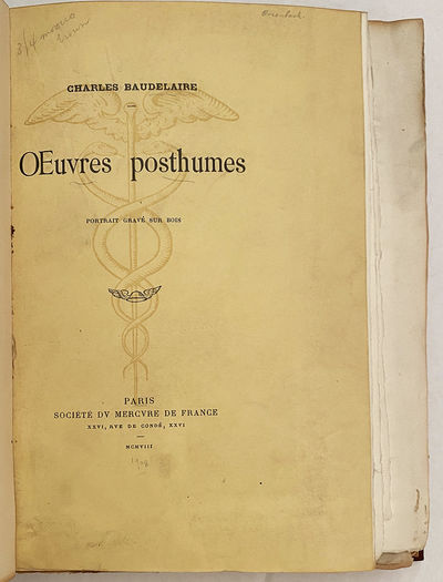 OEUVRES POSTHUMES. Portrait gravé sur bois