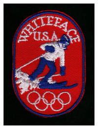 image of Vintage Whiteface U.S.A. Ski Patch with Olympic Rings. Embroidered Souvenir Patch, Oval, 3