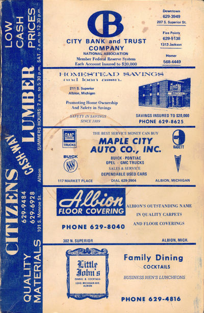 Johnson's 1974 Special Residential Edition of the Albion, Michigan City Directory