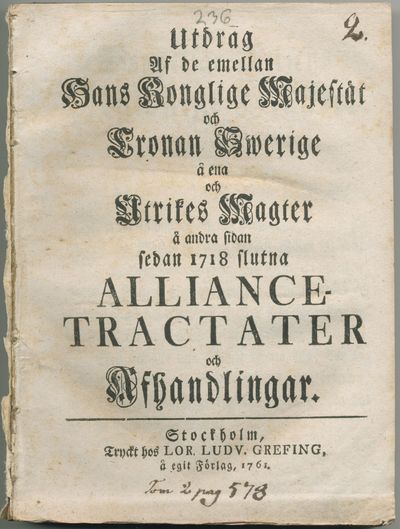 Utdrag af de emellan hans konglige majestät och…