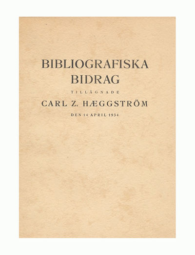 Bibliografiska bidrag tillägnade Carl Z.…