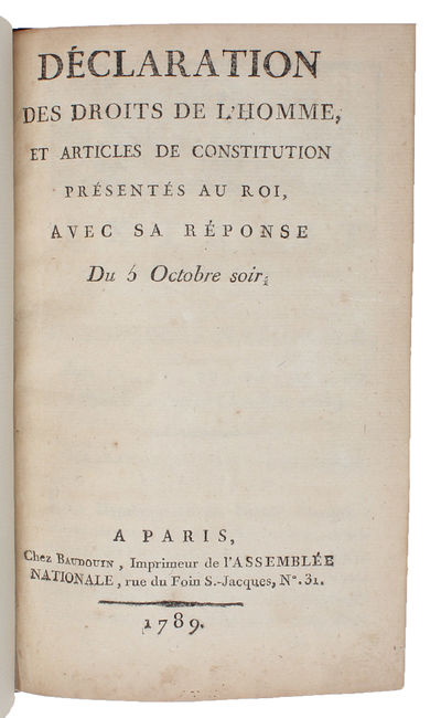 Déclaration des droits de l'Homme, et articles de…