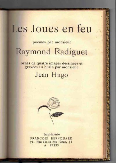 Les Joues en feu.; Ornés de quatre images dessinées et gravées au burin par monsieur Jean Hugo