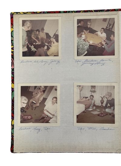  Photo album of 45 black and white and color photos dating to the mid-to-late 1960s, showing a black...