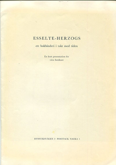 Esselte-Herzogs. Ett bokbinderi i takt med tiden.…