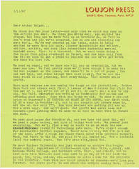TYPED LETTER SIGNED by JON WEBB, founder, with his wife Louise (Gypsy Lou), of LOUJON PRESS. by of Loujon Press (1960) with his wife Louise (Gypsy Lou) - Signed - 1967. - from Blue Mountain Books & Manuscripts, Ltd. (SKU: 25511)