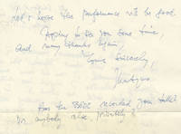 Autograph letter signed "Matyas" to the noted English composer, broadcaster, and writer on music Antony Hopkins