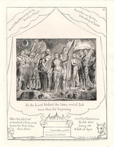 Illustrations of the Book of Job. Plate 21: So the Lord blessed the latter end of Job