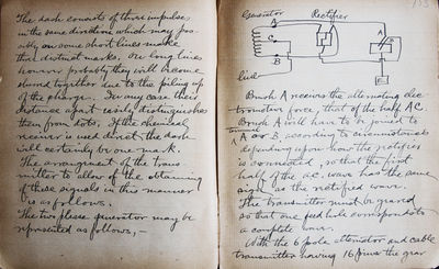 Manuscript Notebook kept by Albert Cushing Crehore in 1899 relating to his work with George Owen Squier on Synchronous AC Telegraphic Systems