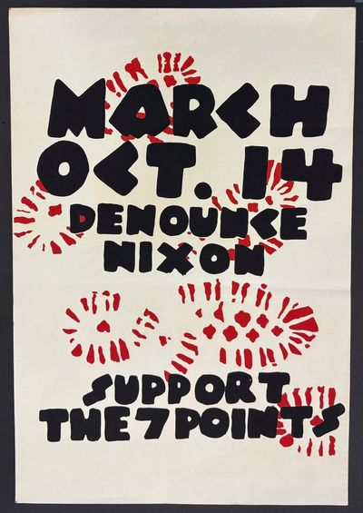 March Oct. 14 / Denounce Nixon / Support the 7 Points [screenprint poster]