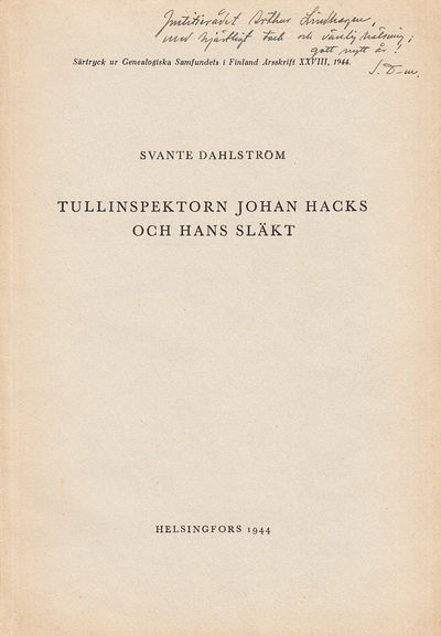 Tullinspektorn Johan Hacks och hans släkt [=…
