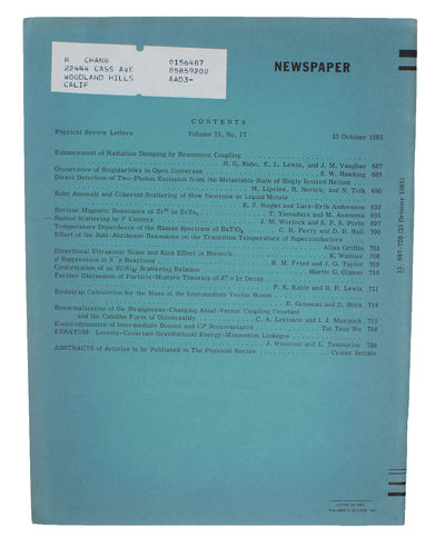 Occurrence of Singularities in Open Universes. - [STEPHEN HAWKING'S FIRST PUBLISHED PAPER] (photo 2)