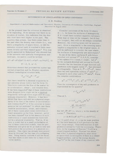 Occurrence of Singularities in Open Universes. - [STEPHEN HAWKING'S FIRST PUBLISHED PAPER] (photo 3)