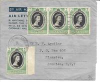 1952 Air Mail Letter Cover - British Virgin Islands to Jamaica, BWI de British Virgin Islands - 26 August 1954