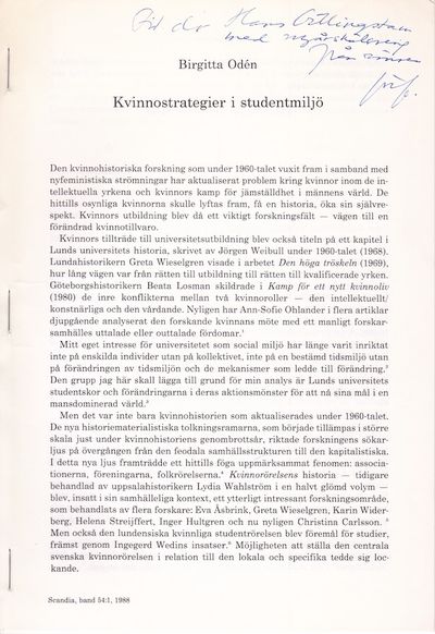 Kvinnostrategier i studentmiljö. Särtryck ur…