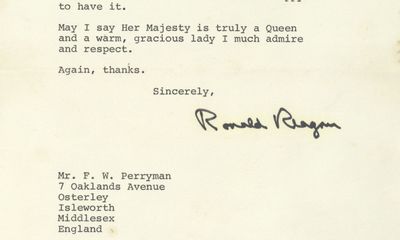 Ronald Reagan Praises Queen Elizabeth II: ""Her Majesty is truly a Queen and a warm, gracious lady I much admire and respect""