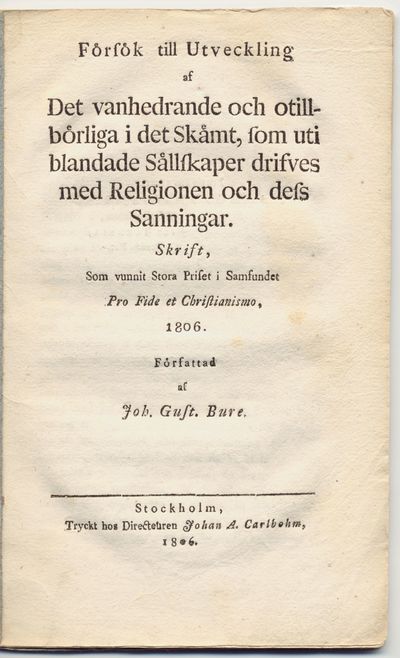 Försök till utveckling af det vanhedrande och…