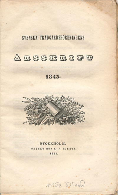 Svenska trädgårdsföreningens årsskrift 1843.